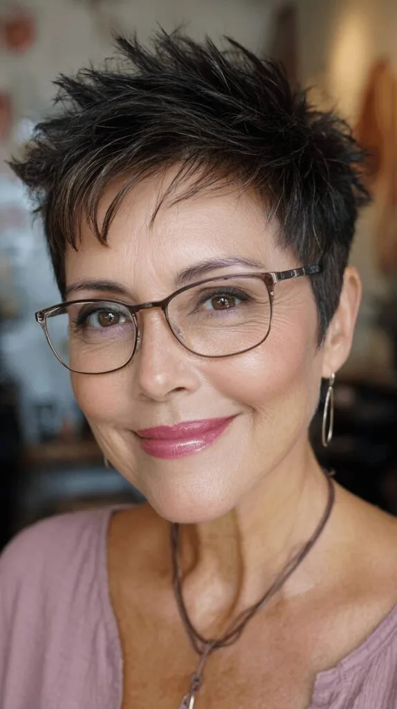Dynamic Short Spiky Cut with Textured Layers