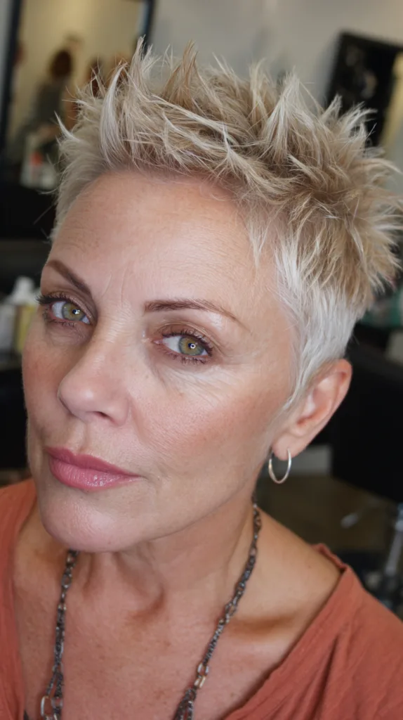 Dynamic Textured Short Spiky Cut with Light Blonde Highlights