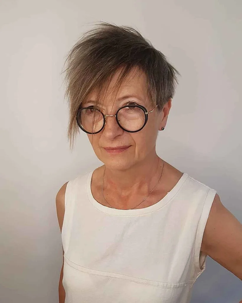 Edgy Asymmetrical Pixie Cut for Women over 70