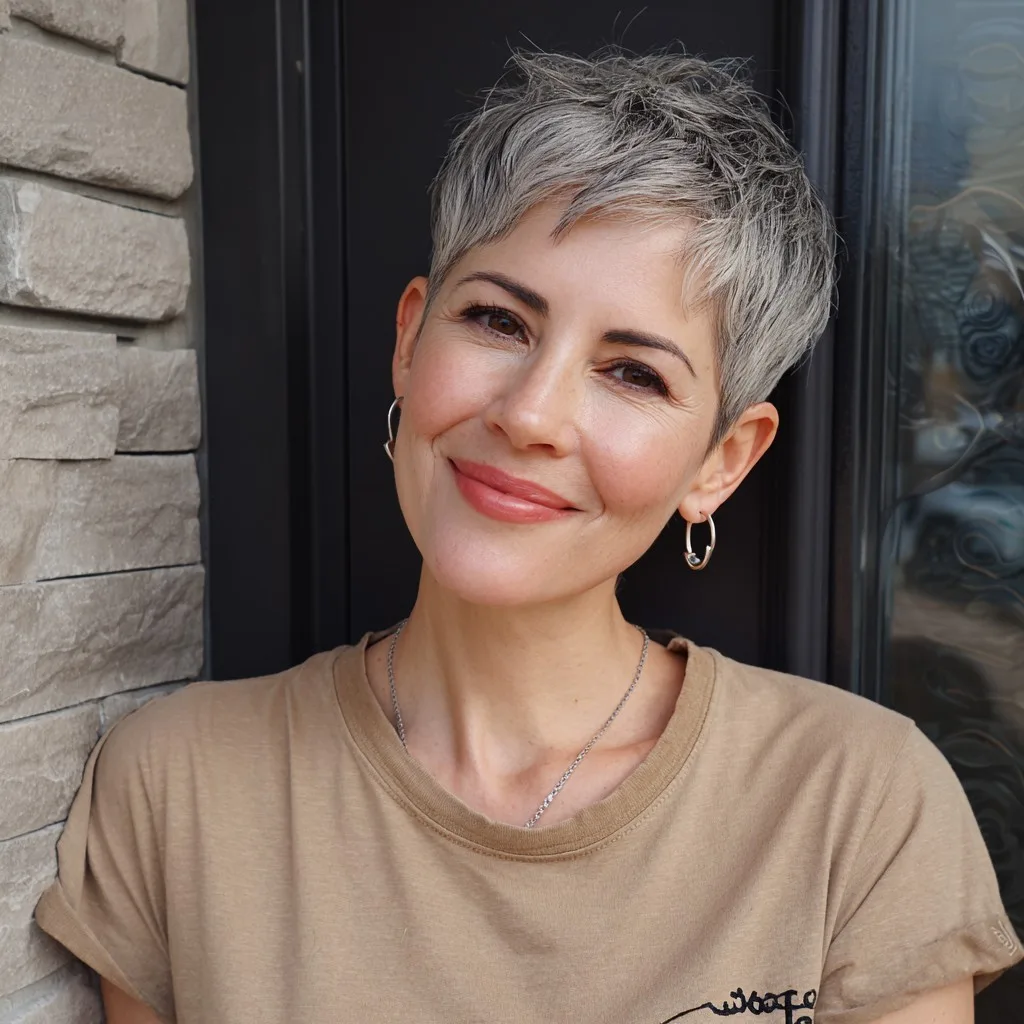 Edgy Textured Grey Pixie Cut