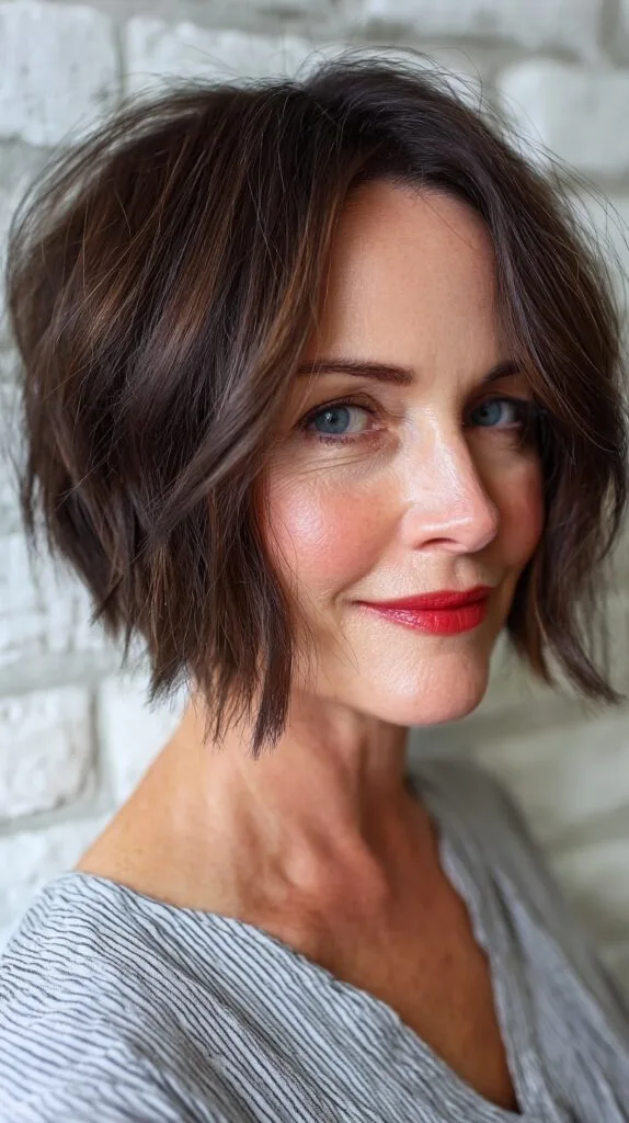Effortless Choppy Bob with Warm Undertones