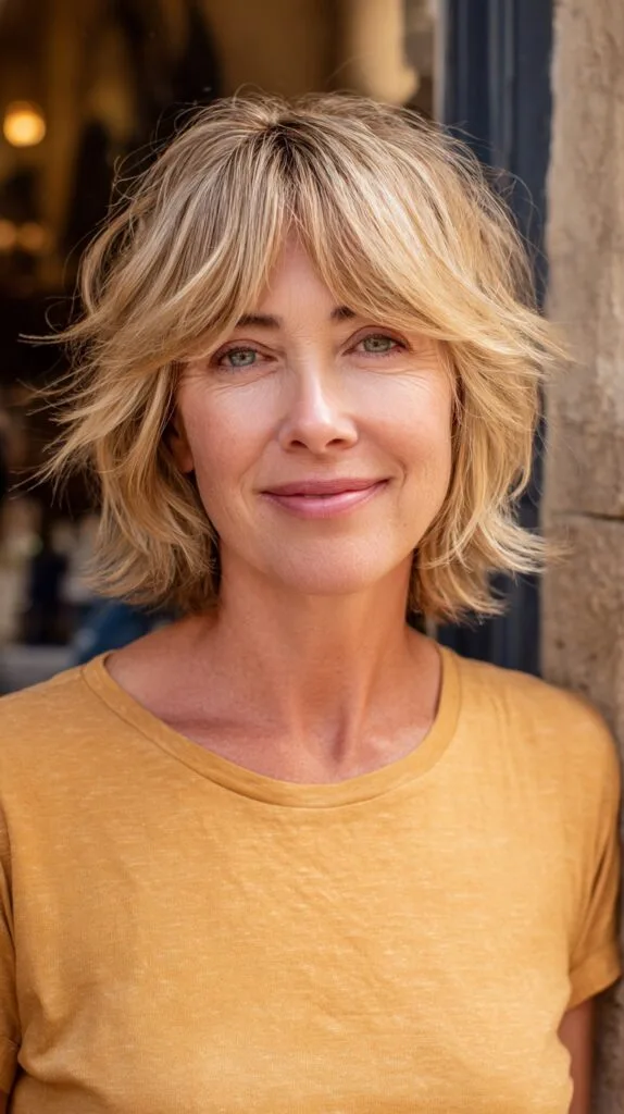 Effortless Golden Blonde Layered Bob