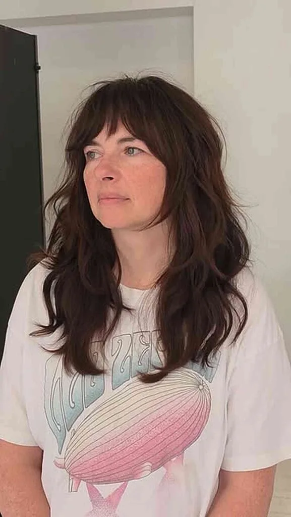 Effortless Long Brown Shag Haircut