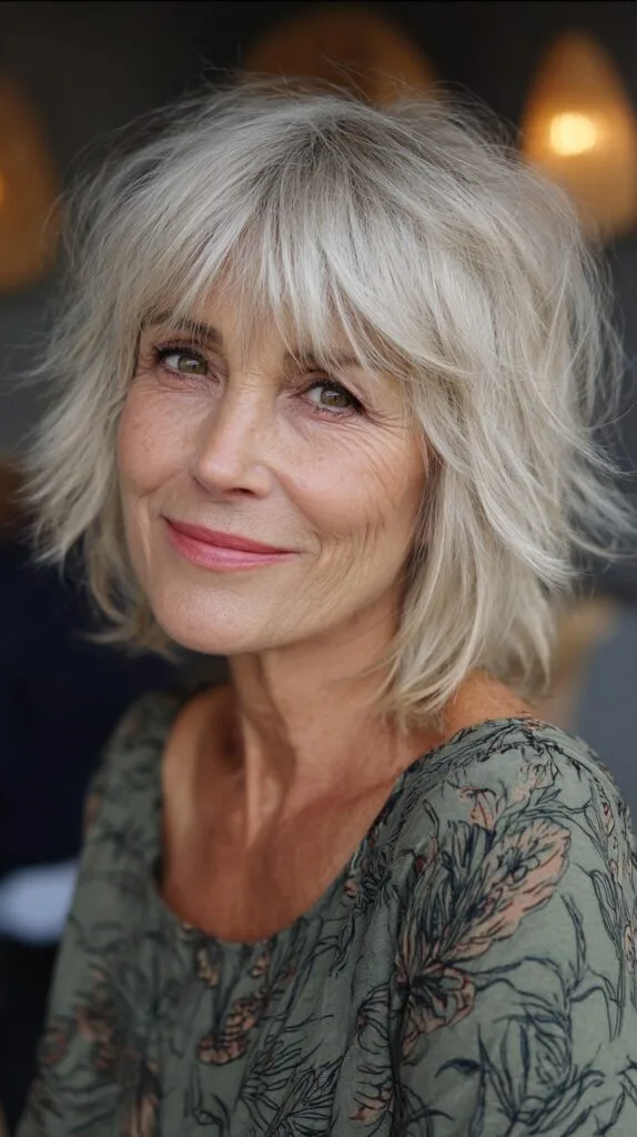 Effortless Silver Waves with Soft Fringe