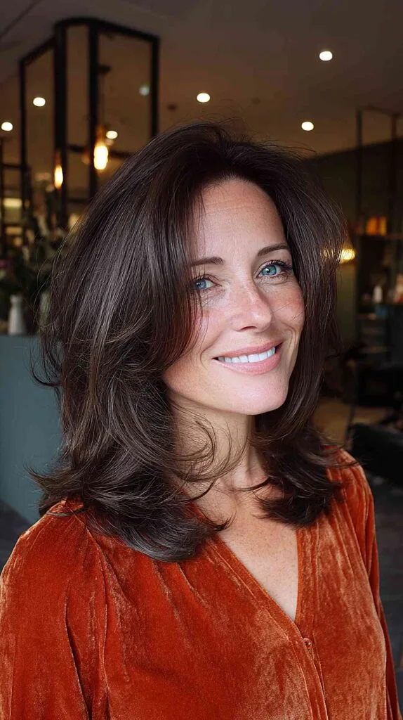 Effortlessly Chic Shaggy Layers for Mature Hair