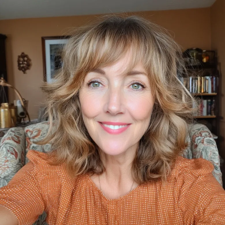 Effortlessly Layered Wavy Bob for Women Over 50
