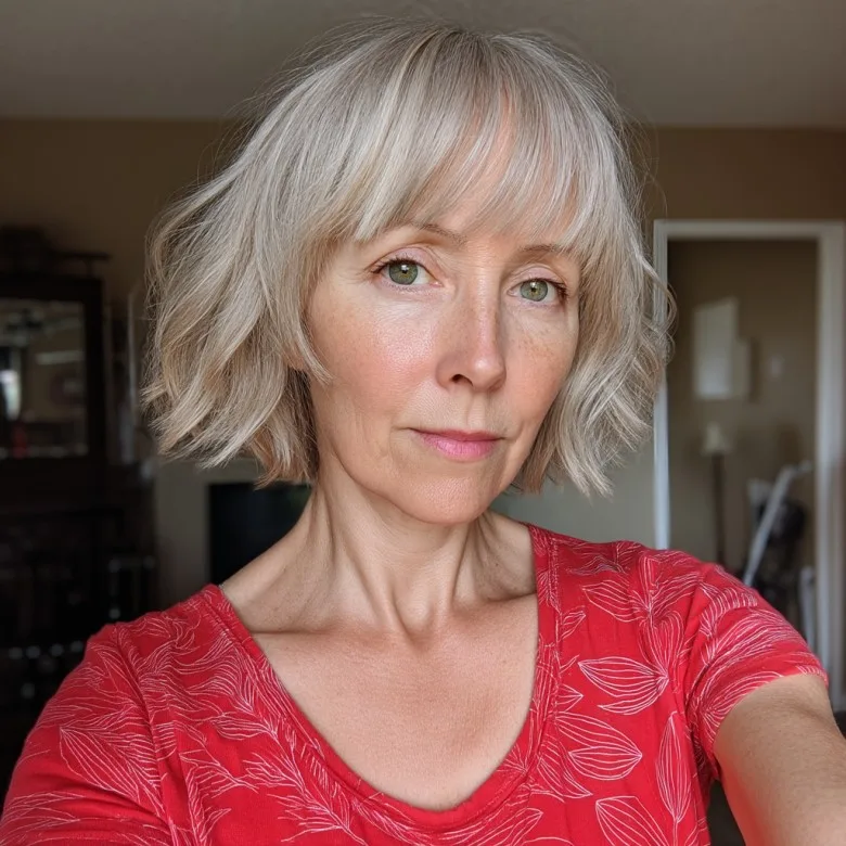 Effortlessly Textured Short Bob with Wispy Bangs