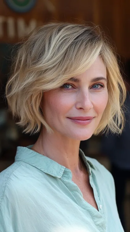 Effortlessly Textured Wavy Bob for a Fresh Look