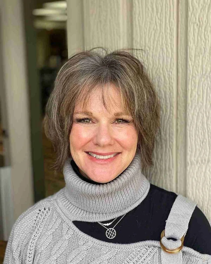 Elegant Bixie with Soft Bangs for 50-Year-Olds
