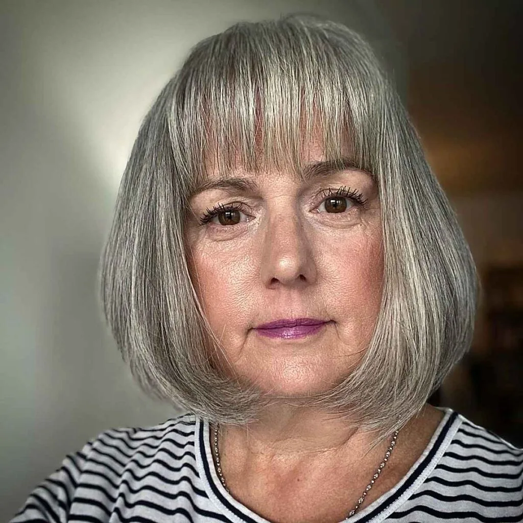 Elegant Bob Cut with Bangs for Women over 70
