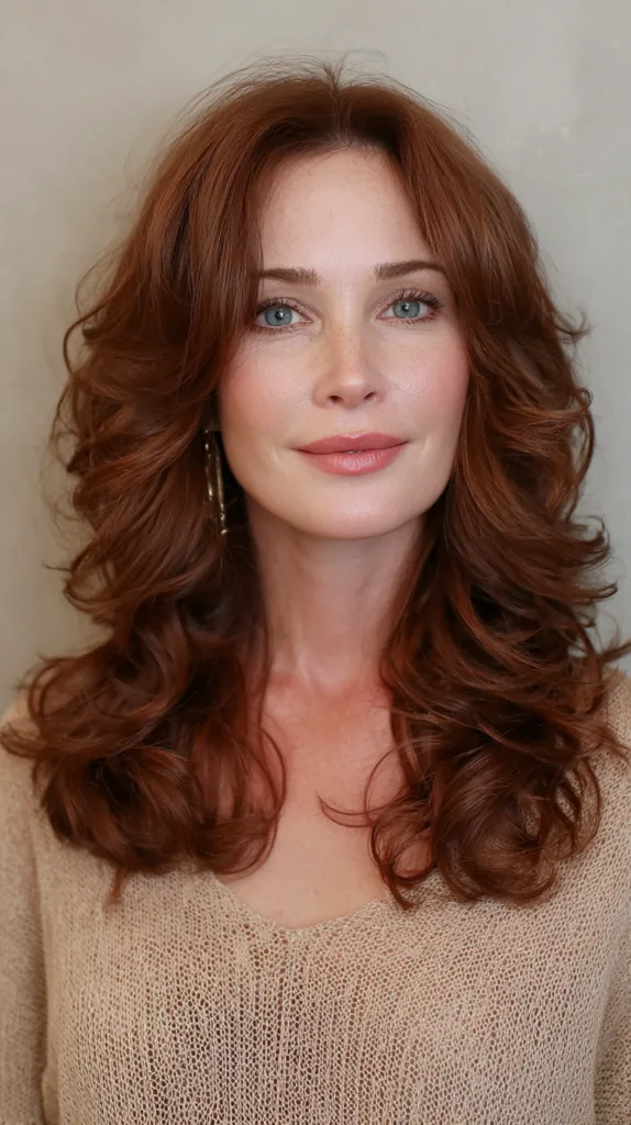 Elegant Copper Curls with Soft Volume