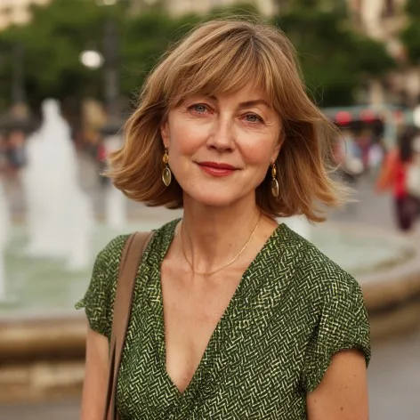 Elegant Layered Bob with Subtle Bangs for Mature Women