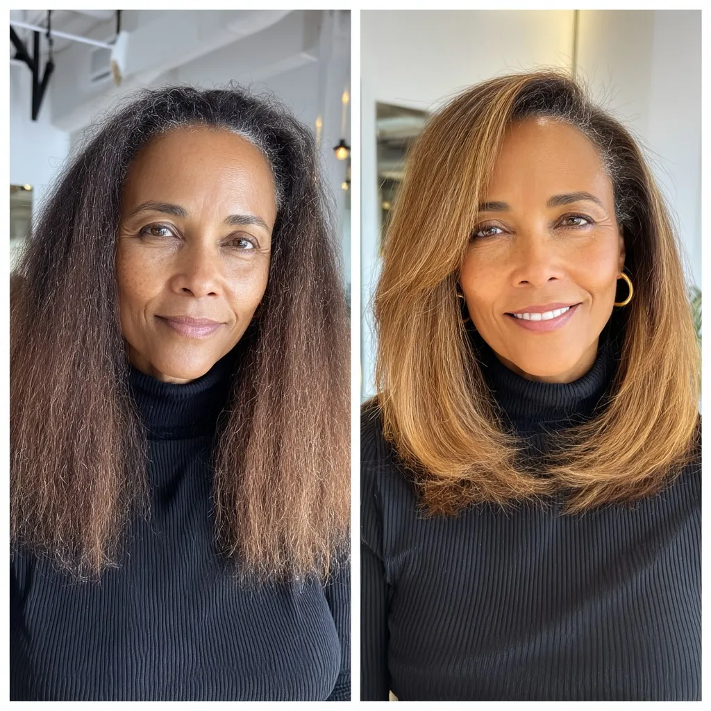 Elegant Layered Honey Blonde Cut for Mature Women