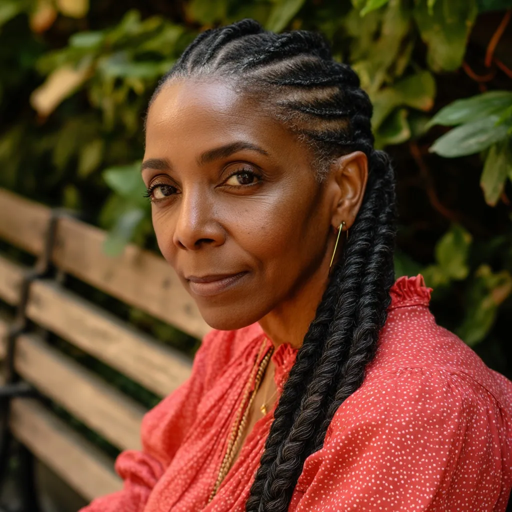 Elegant Long Box Braids for Mature Women