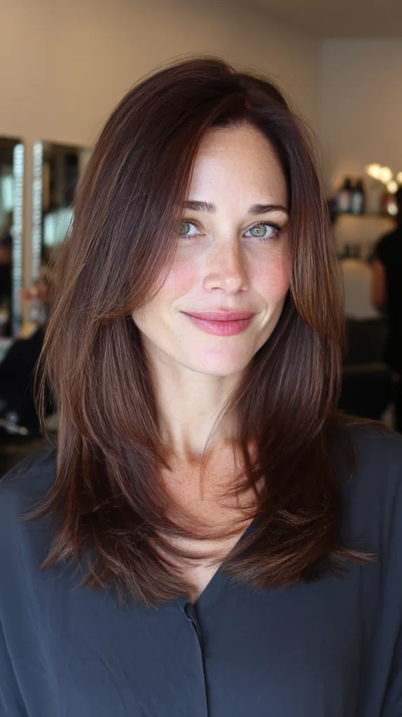 Elegant Long Layered Cut with Subtle Face-Framing Highlights