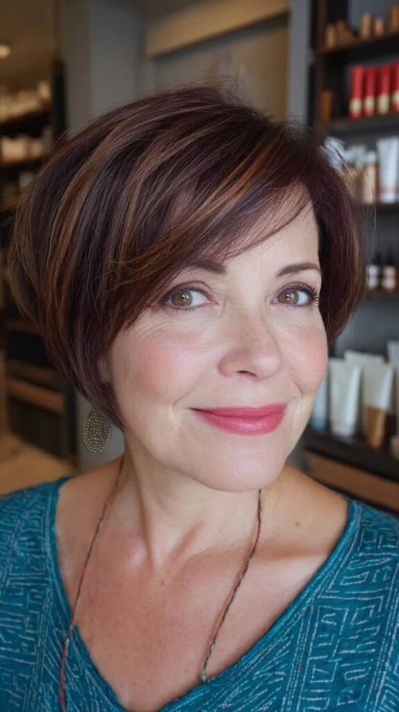 Elegant Mahogany Bob with Subtle Highlights