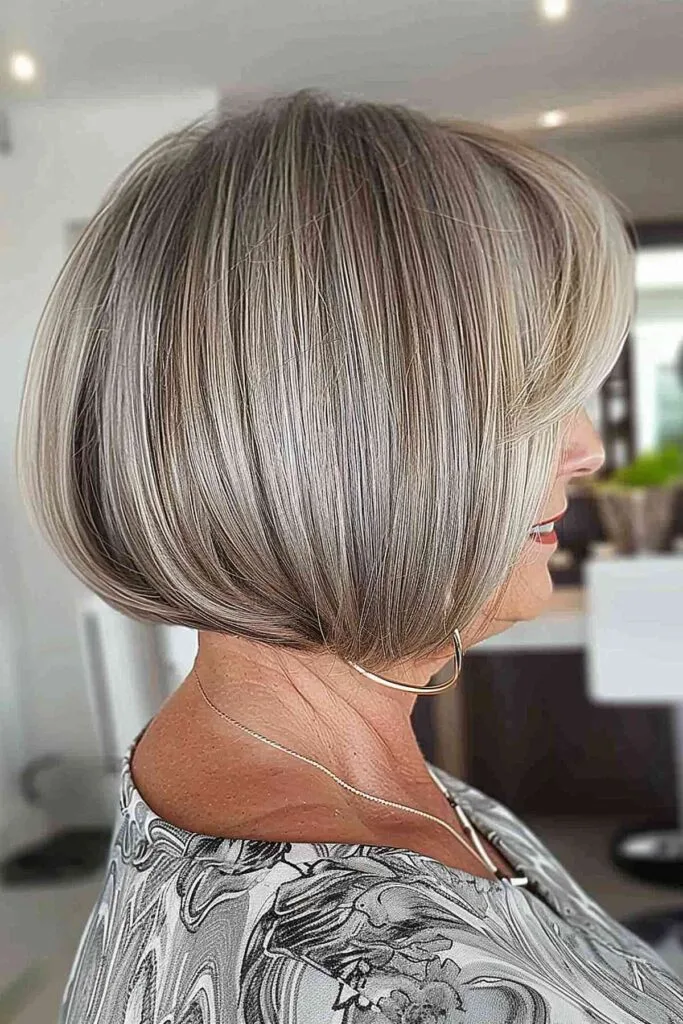 Elegant Rounded Bob Cut for women over 70