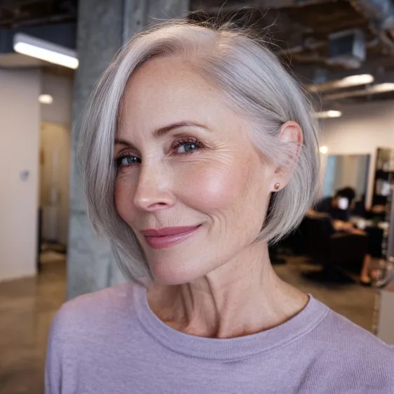 Elegant Silver Bob with Soft Waves