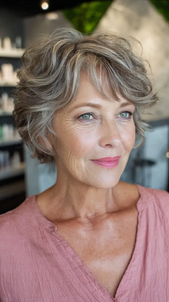 Elegant Silver Waves with Soft Bangs