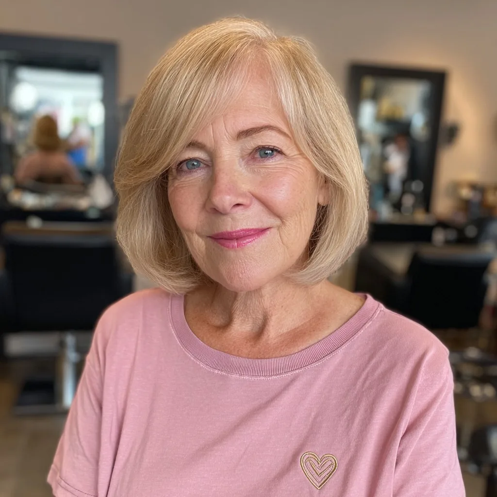 Elegant Soft Blonde Lob with Subtle Waves