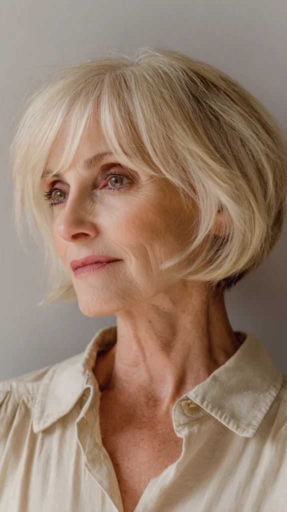 Elegant Soft Blonde Shaggy Bob with Subtle Layers