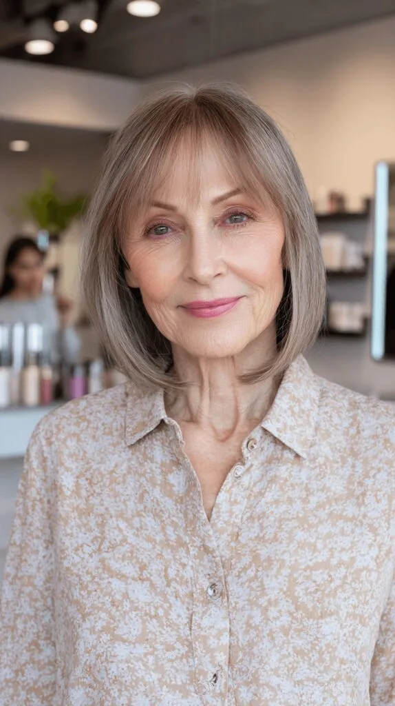 Elegant Soft Lob with Subtle Curtain Bangs