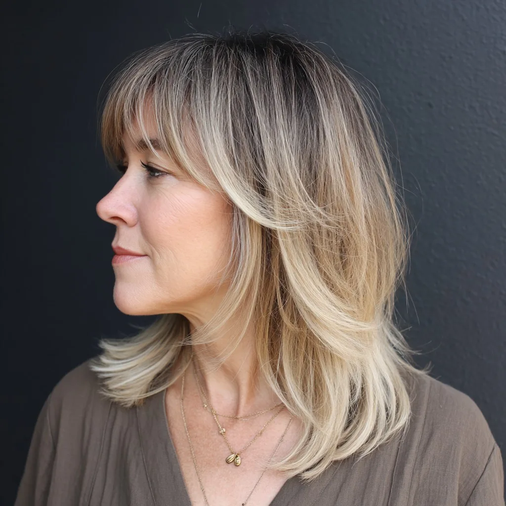 Elegant Softly Layered Cut with Fringed Bangs