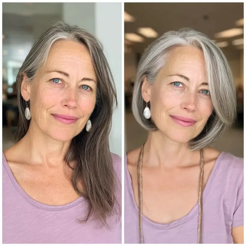 Elegant Softly Layered Gray Bob