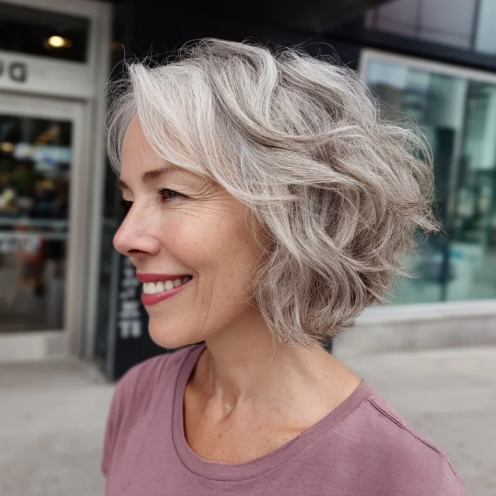 Elegant Softly Textured Inverted Bob with Gentle Waves