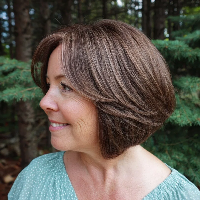 Elegant Stacked Bob with Subtle Highlights