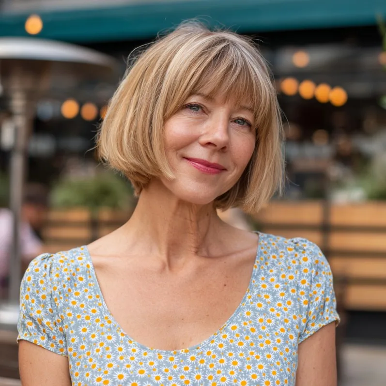 Elegant Textured Bob with Soft Bangs