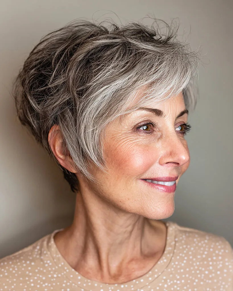 Elegant tucked pixie bob with volume