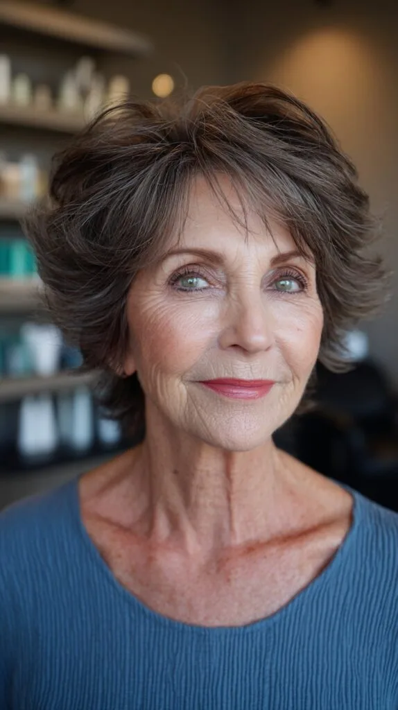 Feathered Short Layered Cut with Root-Shadow Dimension