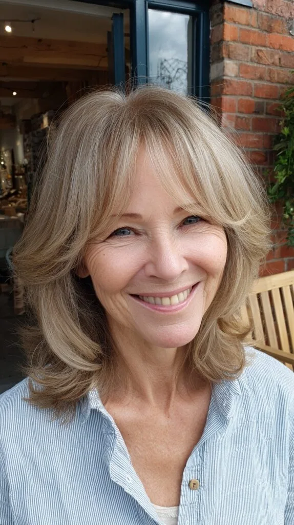 Feathered Shoulder-Grazing Lob with Silvered Face-Framing Layers