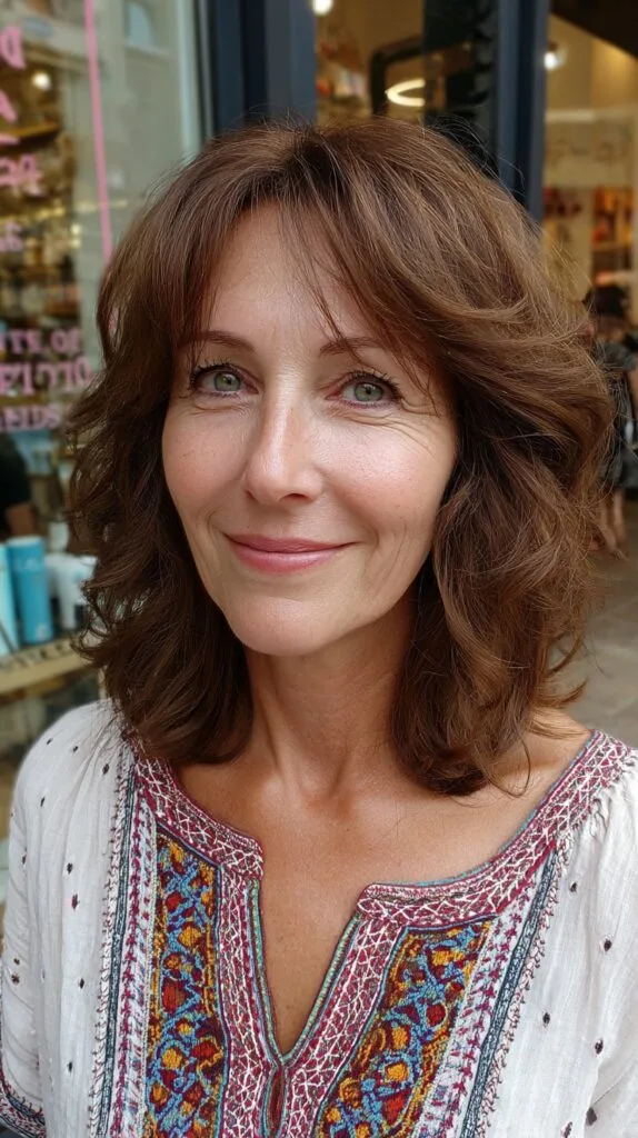 Feathered Shoulder-Grazing Lob with Soft Micro-Bangs and Crown Lift
