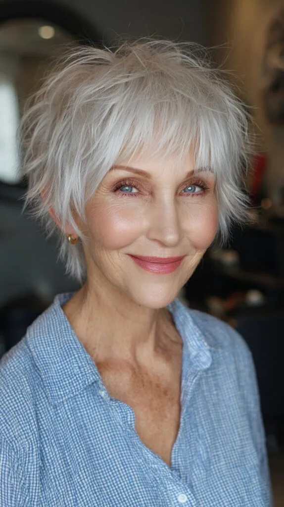 Feathered Silver Pixie with Natural Waves