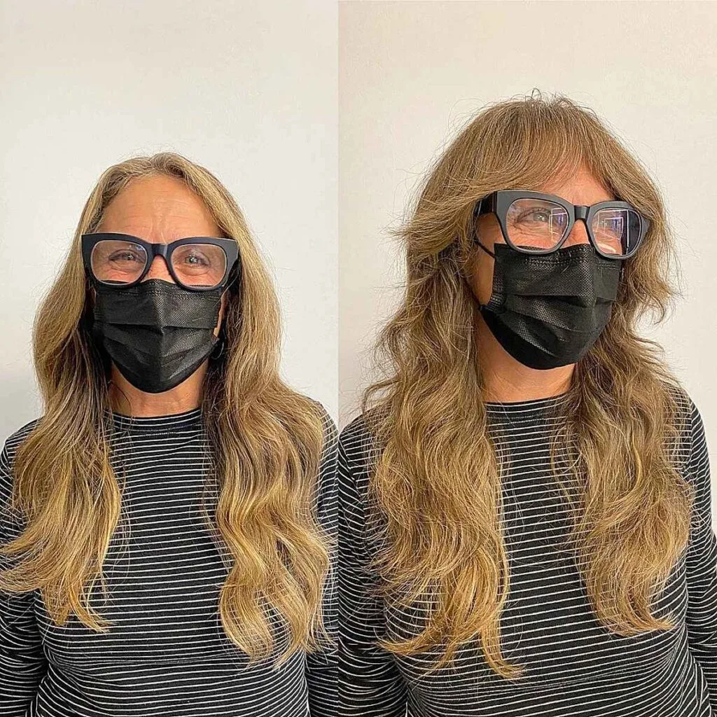 Flowing Wavy Shag with a Curtain Bang