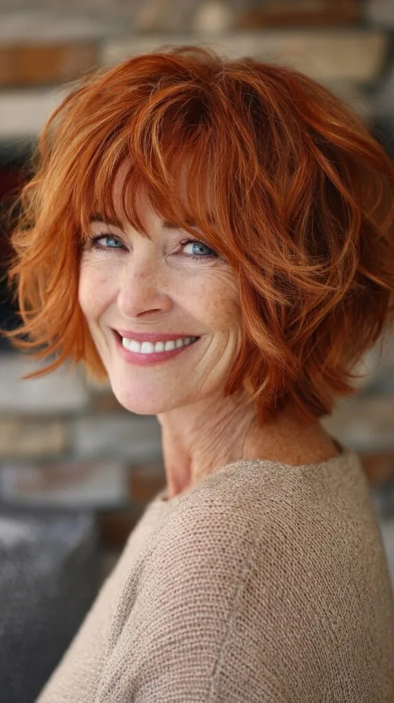 Ginger Textured Soft Shag with Short Face-Framing Layers