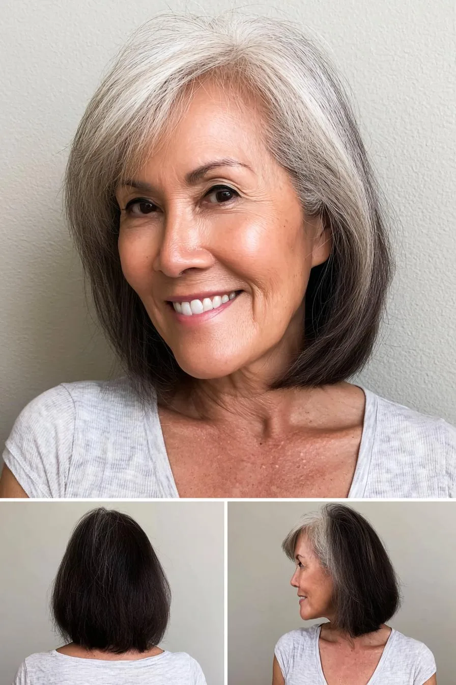 Graceful silver layered bob