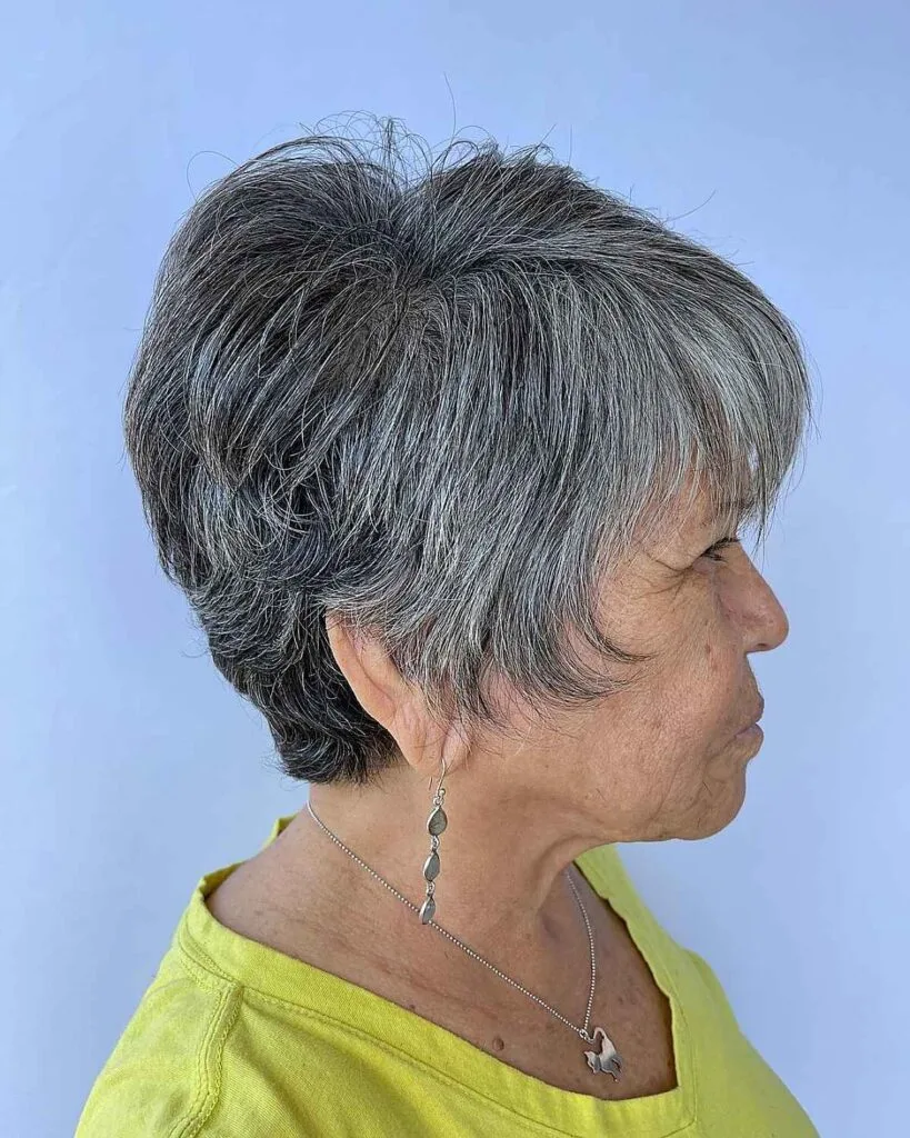 Grey Pixie Haircut for Coarse Hair