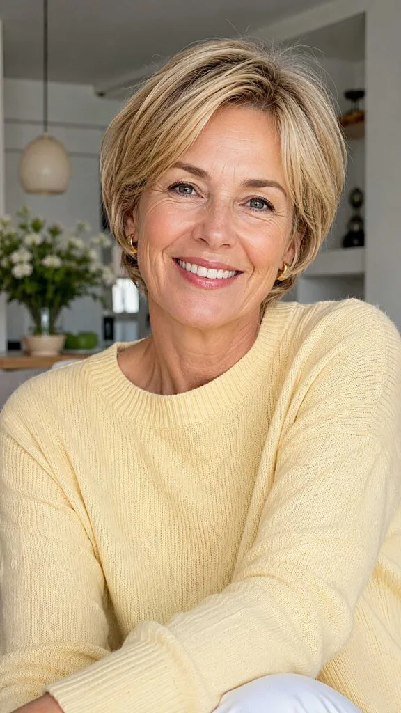 Honey Blonde Side-Swept Crop With Seamless Layering