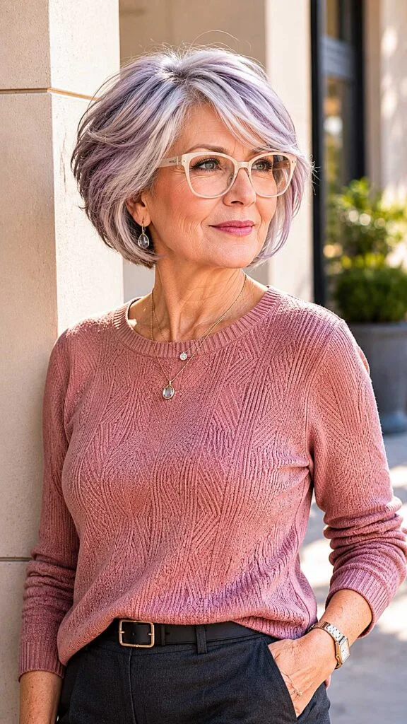 Lavender-Washed Chin Bob With Wispy Bangs