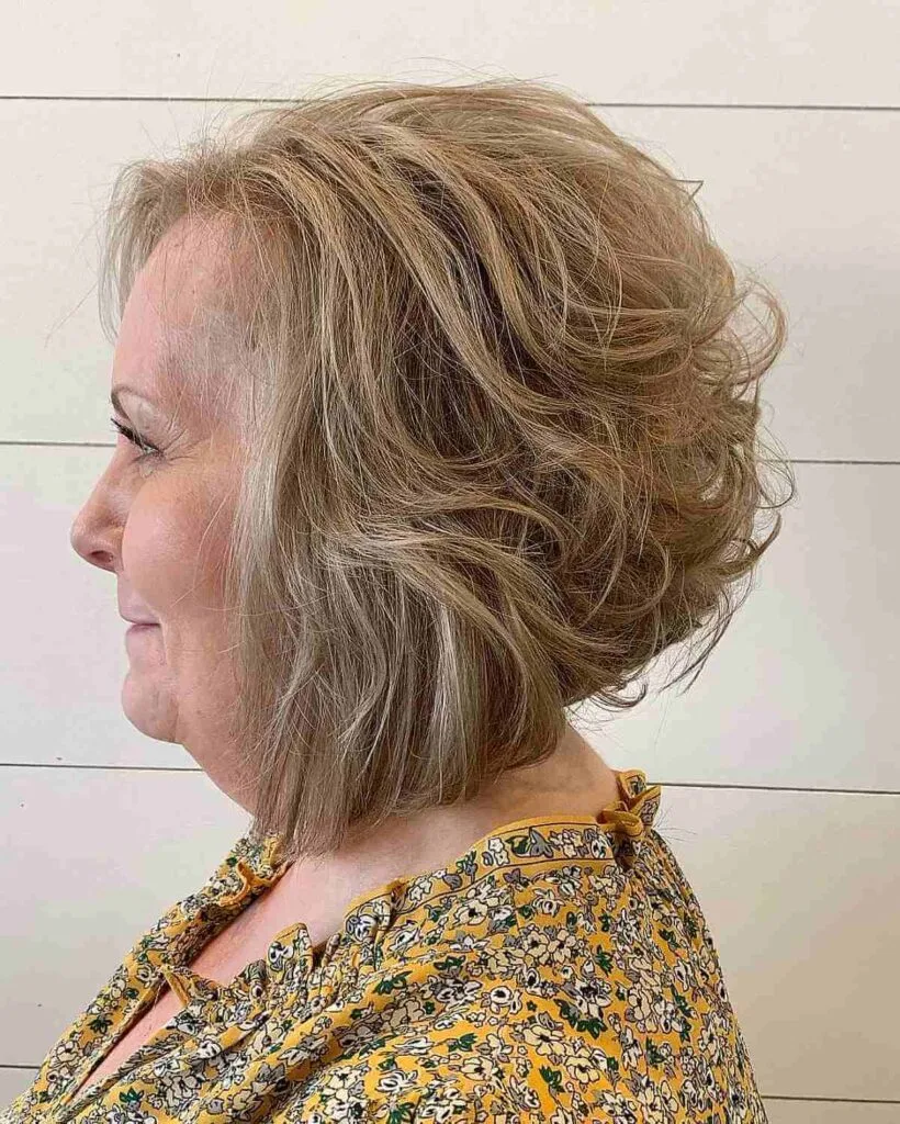 Layered Long Bob for Older Women with Fine Hair