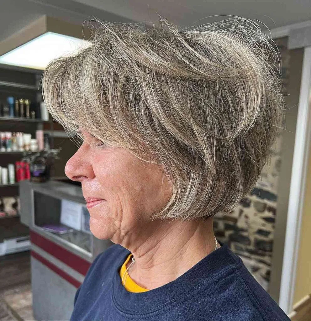 Layered Short Bob for Women Over 50 with Thick Hair