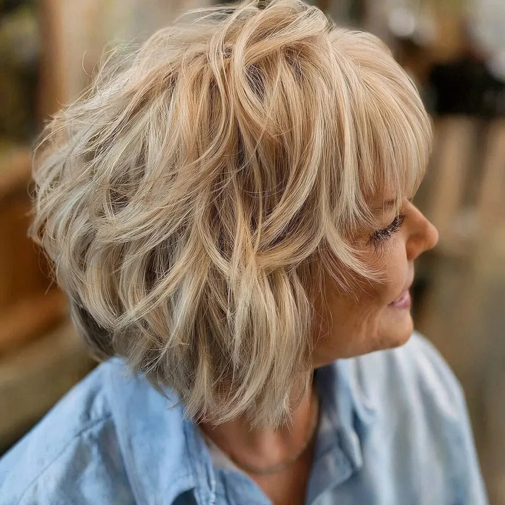 Layered stacked bob for women 50+