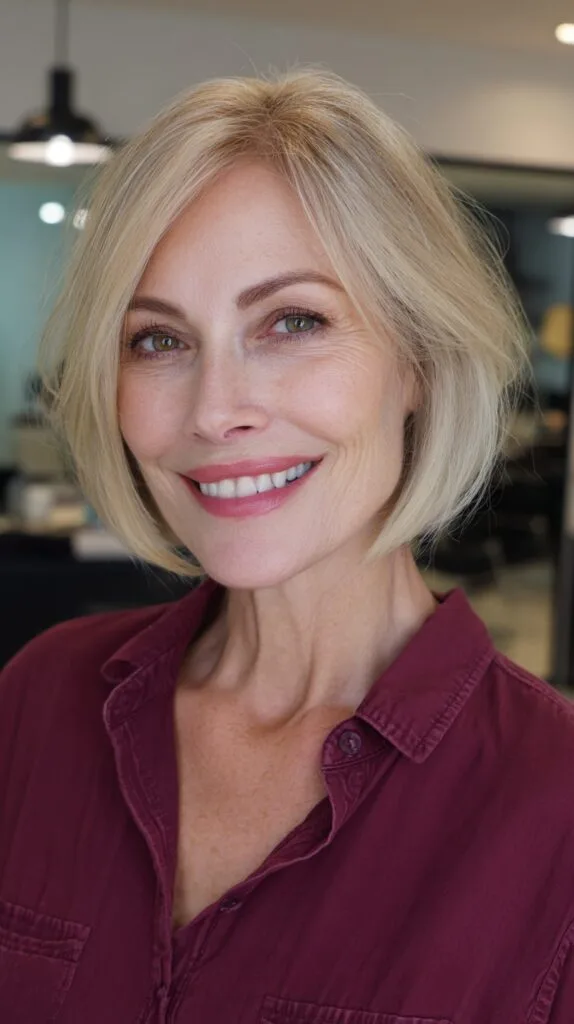 Light Ash Blonde Textured Bob with Subtle Undercut