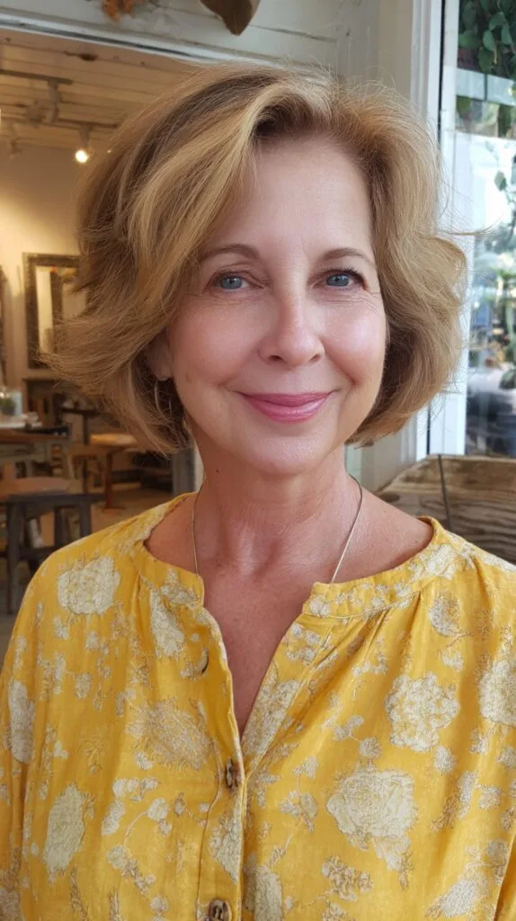 Light-Feathered Rounded Chin-Length Bob with Gentle Crown Lift