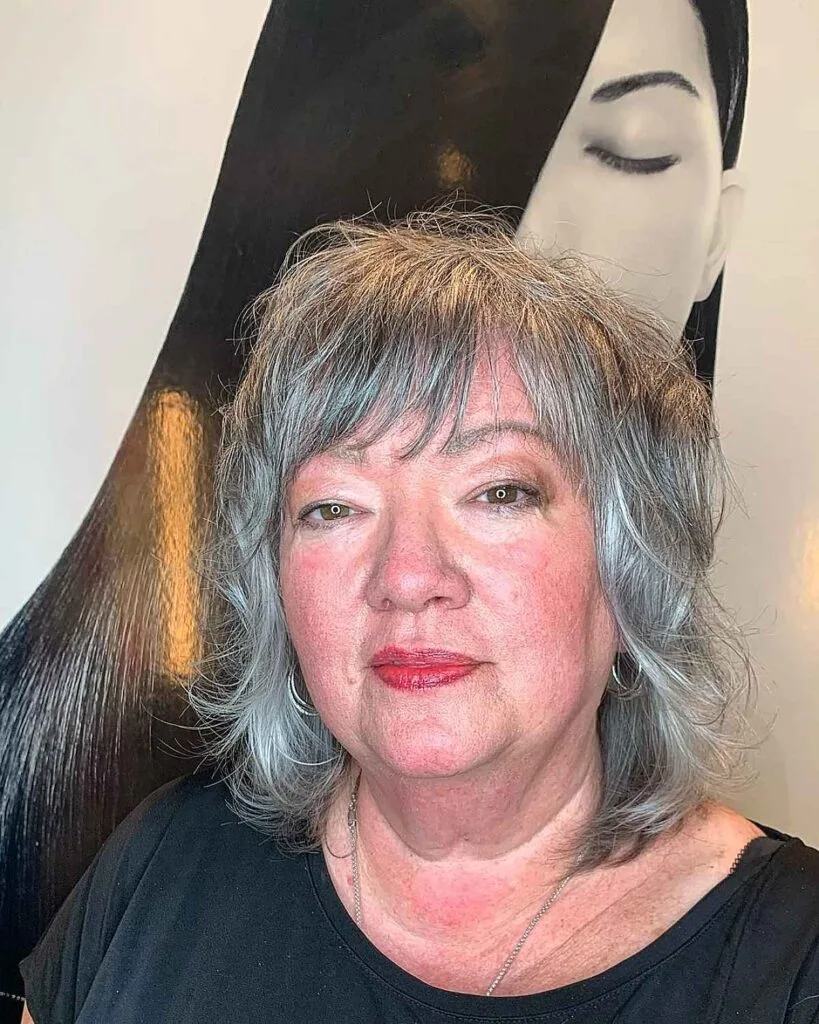 Lob with Textured Layers for Women Over 60
