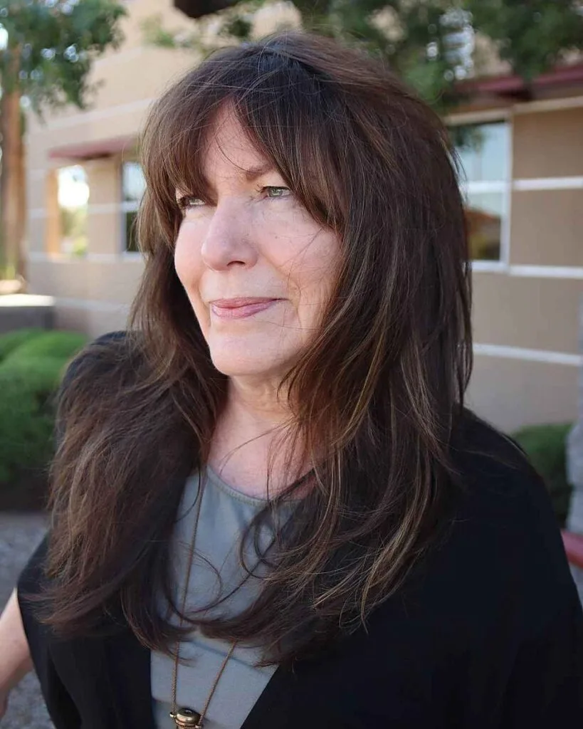 Long Shag with Face-Framing Layers for a lady over 60