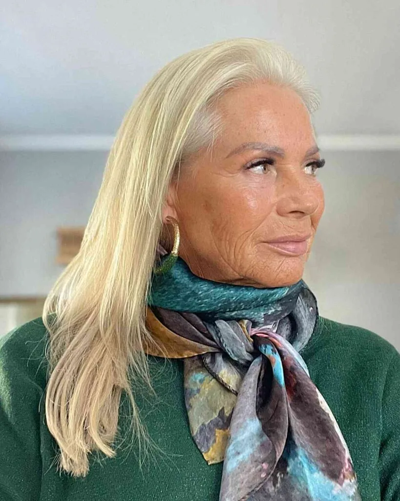 Long Straight Layered Blonde Hair for Ladies Aged 60
